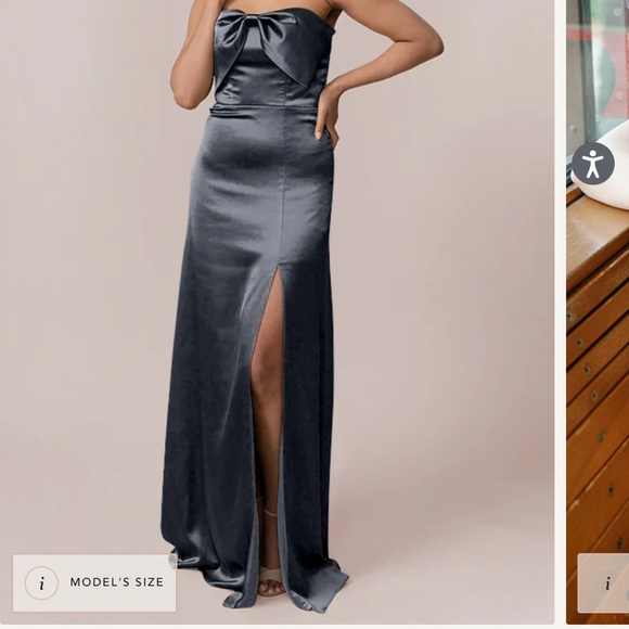 Revelry Dresses & Skirts - Size 8 Long black satin bow dress
